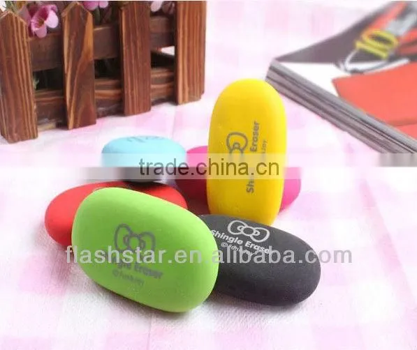 Creative fashion cobblestone shaped eraser/environmental protection eraser/low price promotional eraser with printing