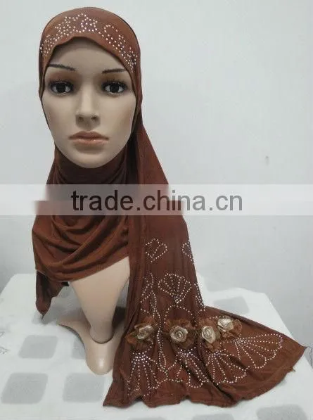 H128 latest muslim hijab with shawl and flower
