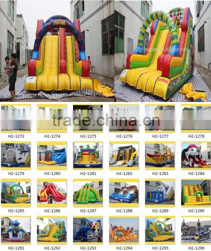 Bright-colored jumbo water slide trampoline for kids