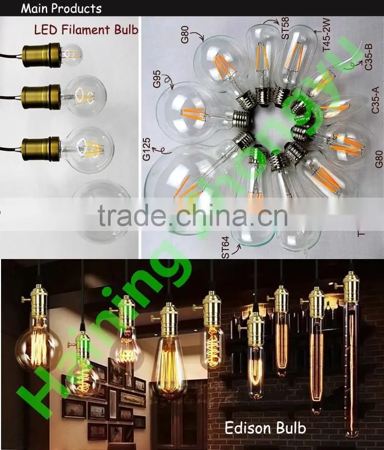 high brightness ST45/ST58/ST64/ST18/ST21 LED filament bulb 2W 4W with cheap price