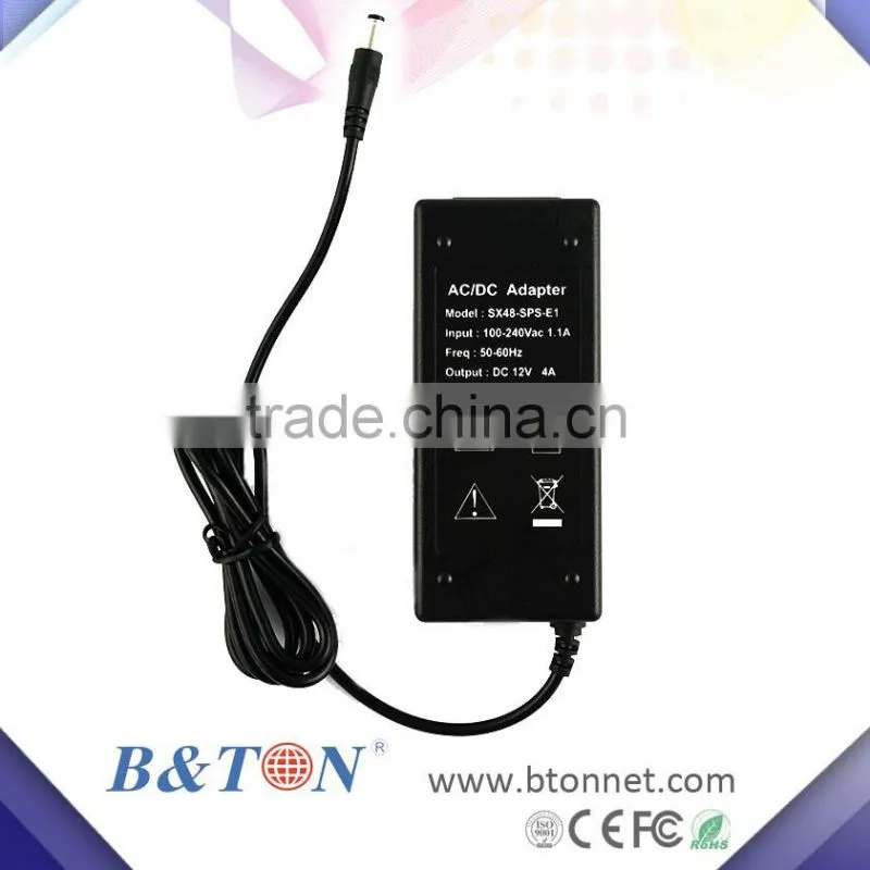 High quality 12V 4A power adapter input 100~240v ac 50/60hz