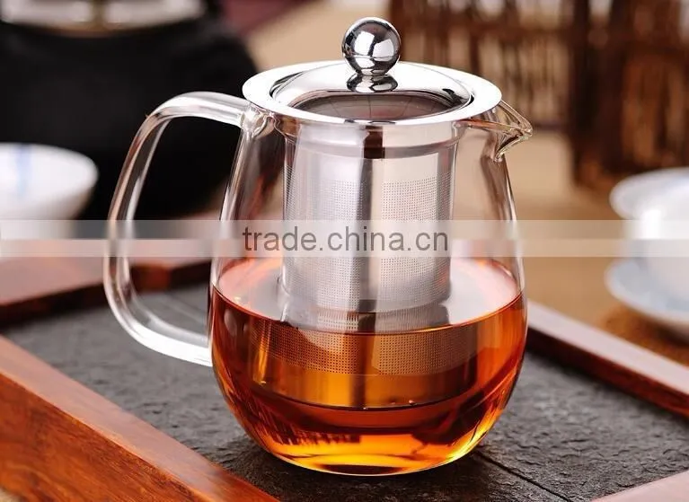 1200ml Hot Selling Borosilicate Glass Tea Pot With Stainless Steel Infuser Tea Pitcher Teapot