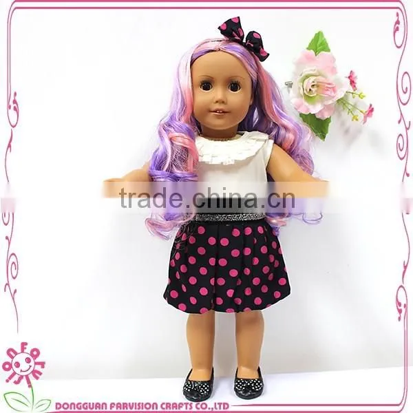 new arrival custom colorful long hair bow girl baby doll for kids