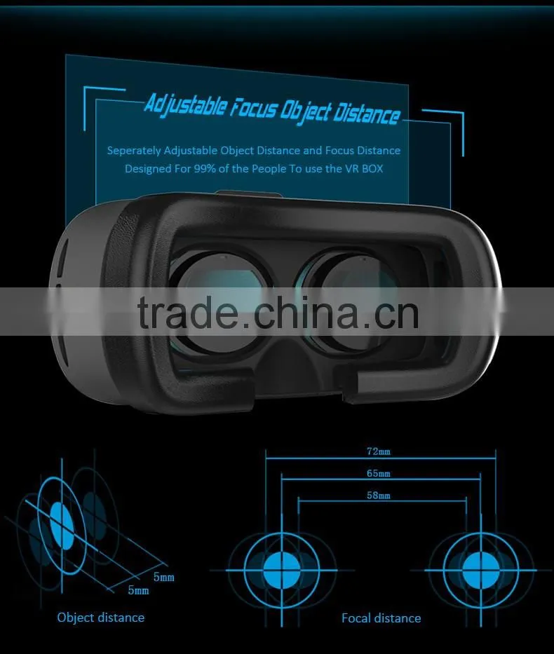 Head Mount Plastic VR BOX 2.0 Version Virtual Reality Glasses Cardboard for 3.5" - 6.0" Smart Phone and + Remoter gamepad