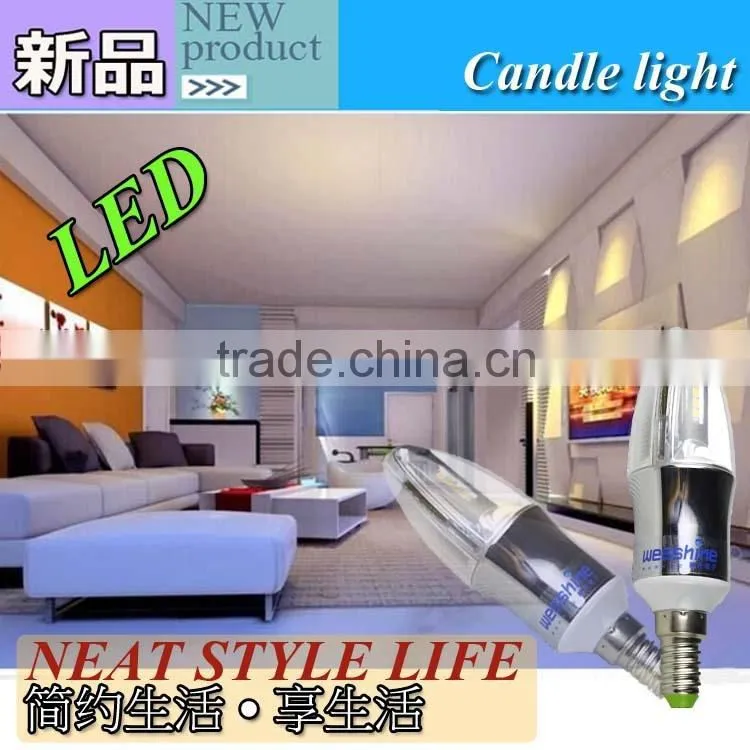 led electroplating candle lights 3W led bulb lamp light for room wholesale price