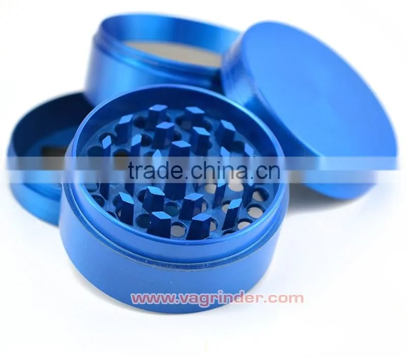 Premium Herb Grinder - 4 Piece With Pollen Catcher - Travel Bag & Cleaning Brush - Tobacco Grinder - Spice Grinder (Gunmetal)
