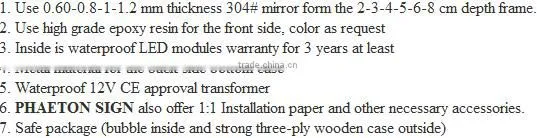3d epoxy resin letter led light sign