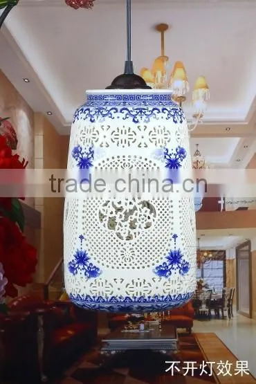 Vintage LED Pendant Light Blue White Porcelain Ceramic Loft Coffee Bar Restaurant Kitchen Lights