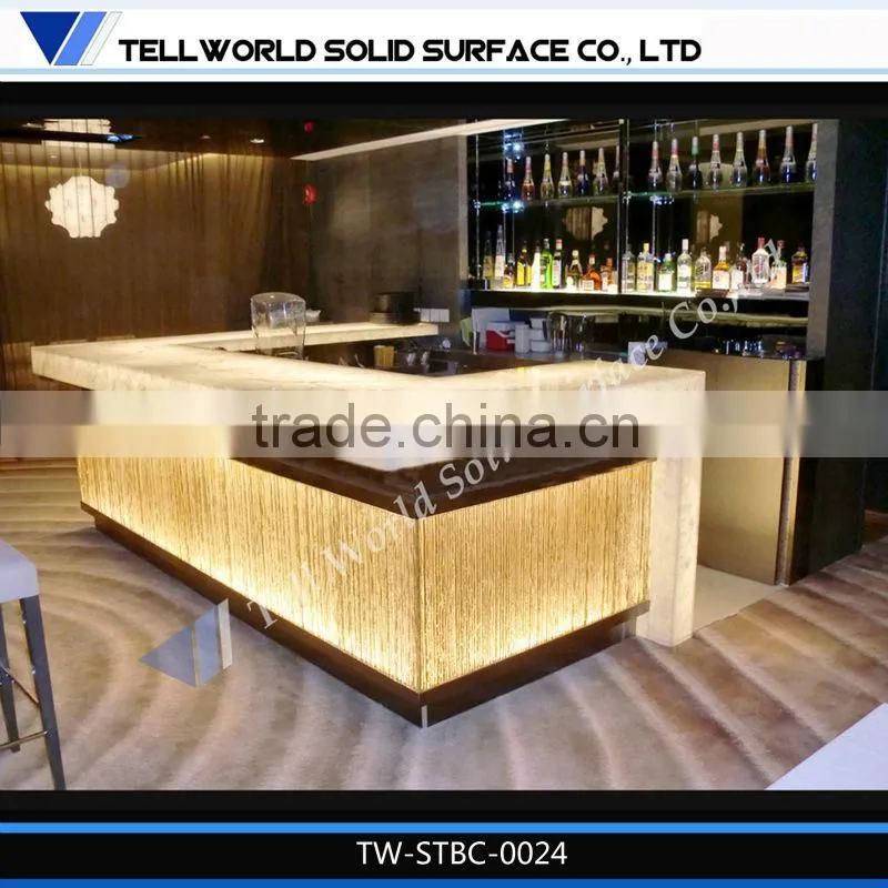 hot sale modern fashionable high quality beauty luxury artificial marble mini led bar counter