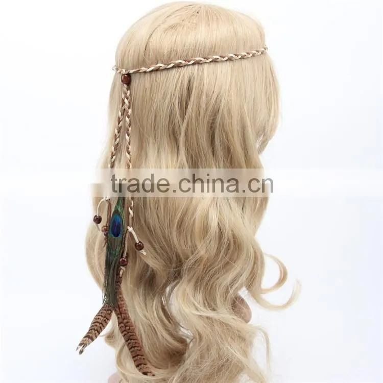 peacock feathers peruvian curly braiding braid hair band