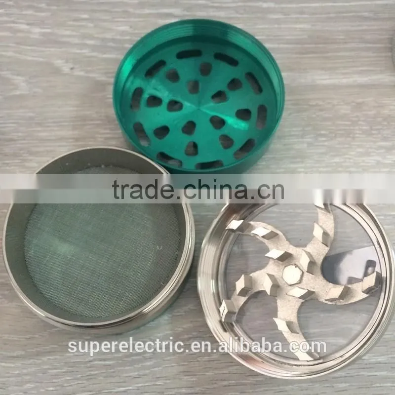2016 New Products Unique Custom Sharp Metal Tobacco Grinder Manual Cranking Powered Herb Grinder for Cigarette