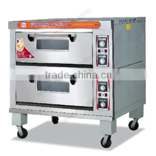 Stainless Steel Heavy Duty 2-Layer 4-Tray Gas/Electric Deck Oven
