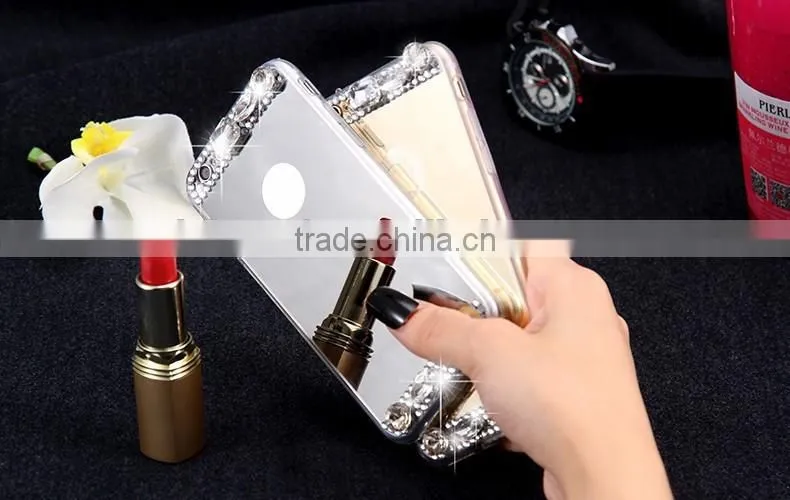 Mirror case for iphoen 6 6 plus 5s Luxury Gold Bling Diamond Soft TPU Case Ultra Slim Phone Back Cover