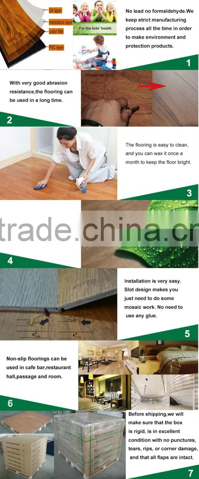 Eco-friendly smooth surface pvc flooring for children