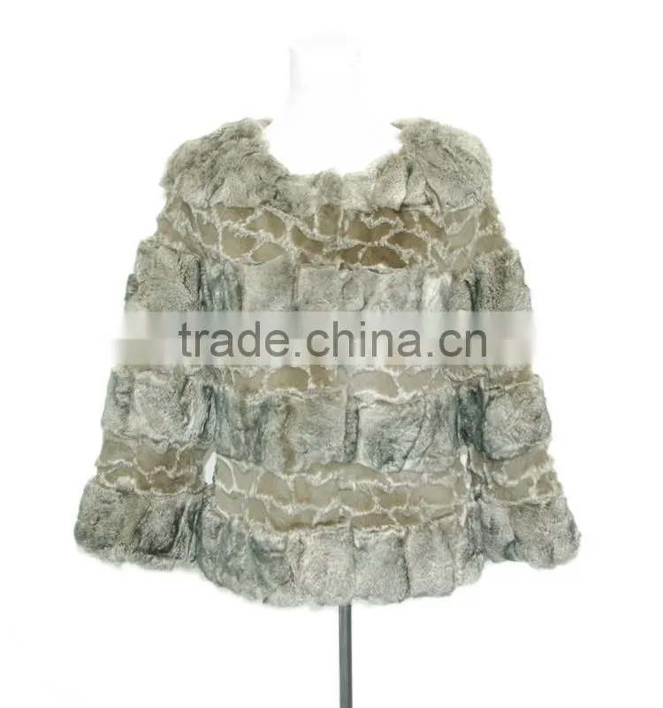 women rex rabbit fur coats patch fur coat KZ14132