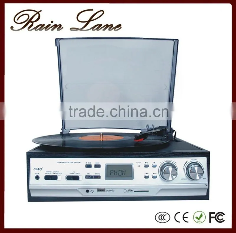 Rain Lane hot selling record player usb converter wooden turntable radio player vintage charm cassette converter