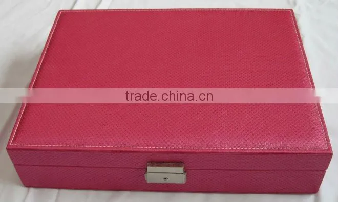HOT!!! PU leather Jewelry box with mirror inside