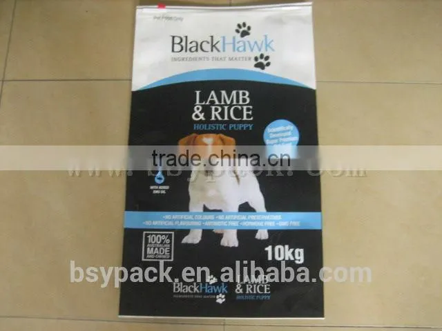 Stand up plastic pet food bag with slider zipper