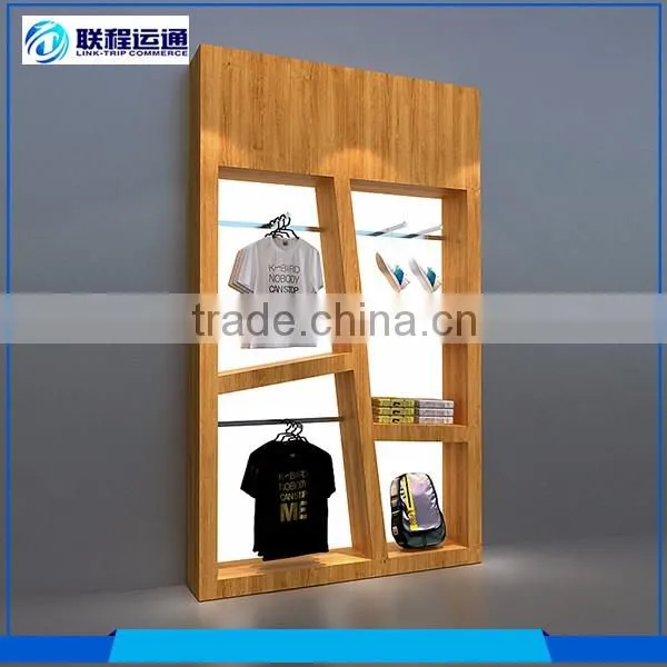 Power coating clothes wood retail display garment racks for sale