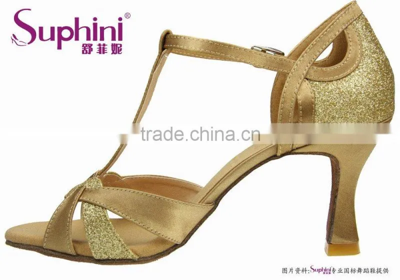 2014 Popular Gold ladies Salsa dancing shoes