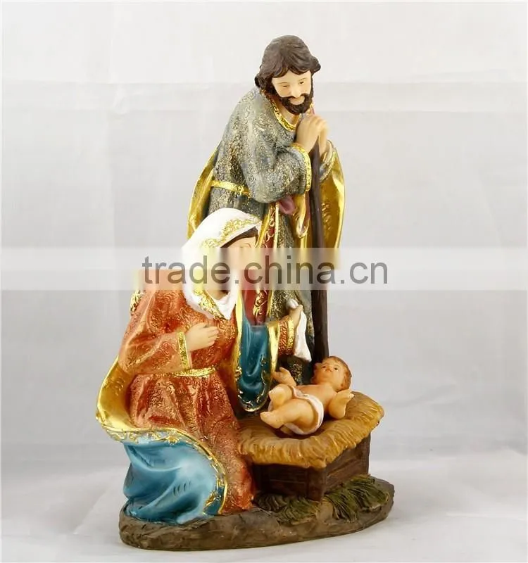 factory resin religion holy family with baby Jesus polyresin nativity figurines