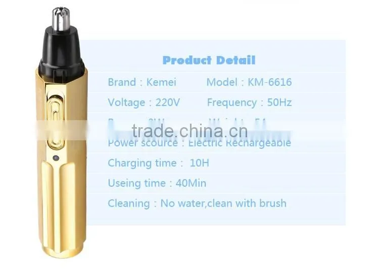 Kemei6616 Modern Design Professional Nose & Ear Trimmer Electric Rechargeable Nose Trimmer for Men and Women