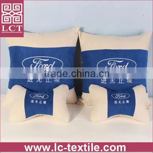 supply 2015 new arrival two tone color design super soft suede car cushion with branding embroidery for promotion(LCTP0079)
