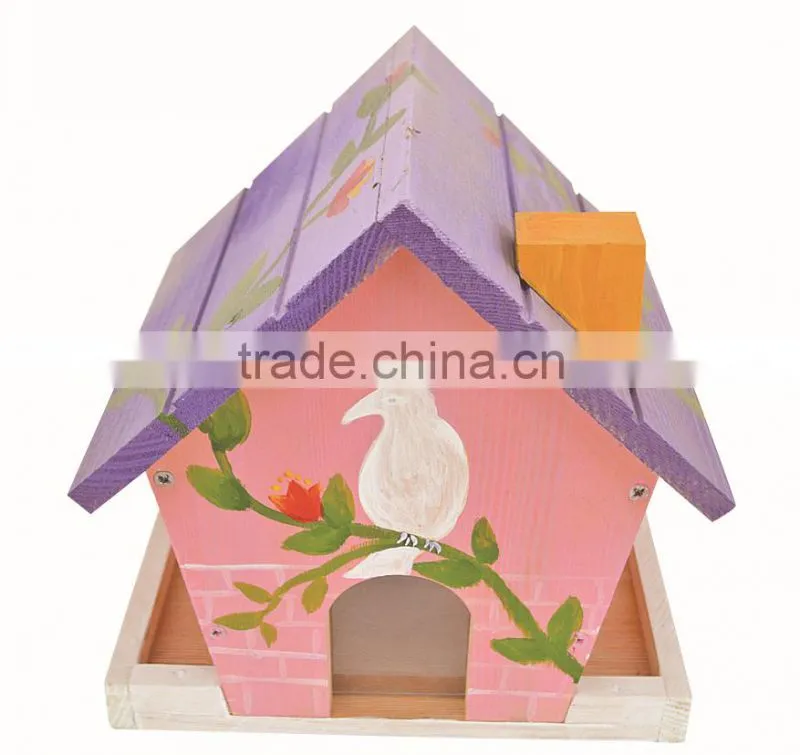 2015 year factory suppliers selling FSC hanging wild garden outdoor wooden bird feeder for made in china wholesale