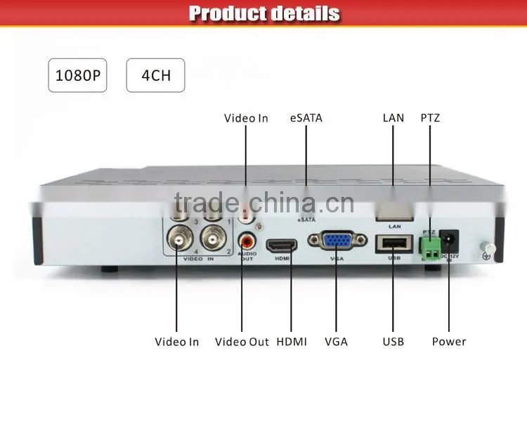 China manufacturer support P2P 4CH 1080p 2MP h.264 hd dvr