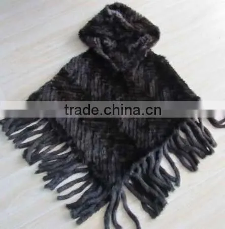 factory price knitted mink fur cape for women /wholesale and retail