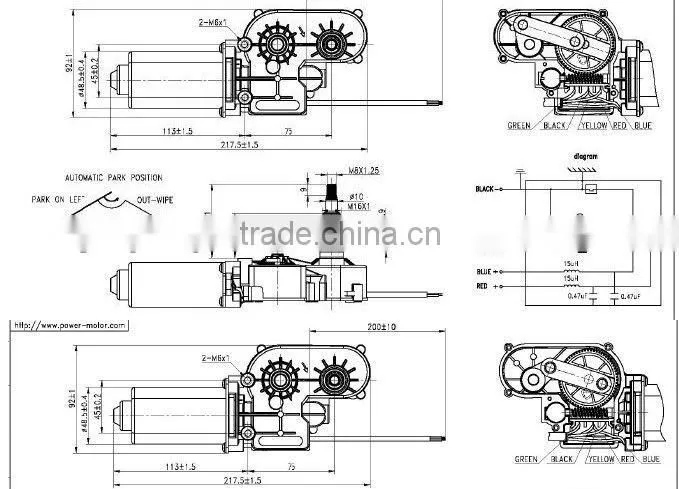 earthmoving machine windshield wipingr motor for HITACHI 200-2/3,12V tractor
