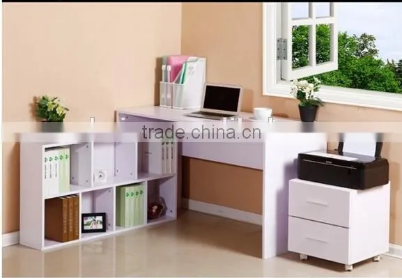 low price wooden computer desk with bookcase