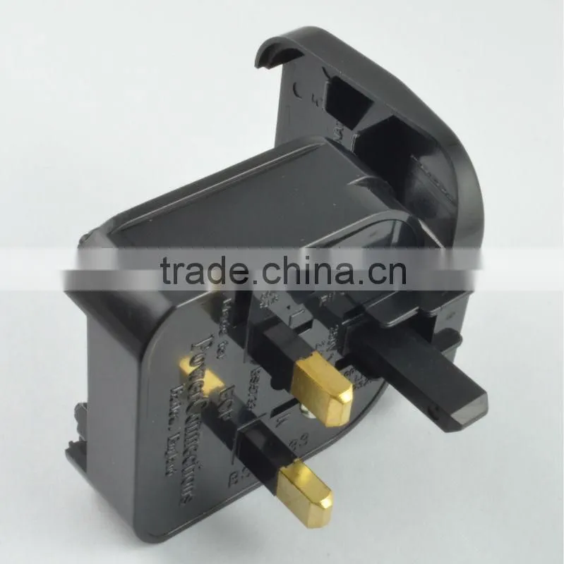 Top selling alibaba euro 2 pin to 3 pin UK plug power converter with fuse 13A
