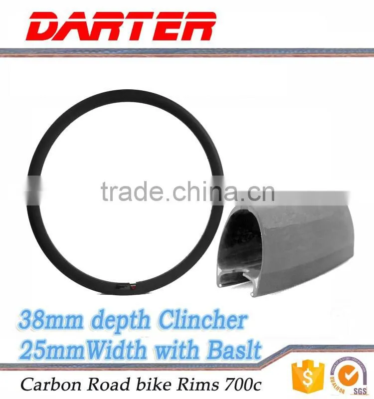 38Clincher 25mmWidth 16-36H light carbon wheels rim