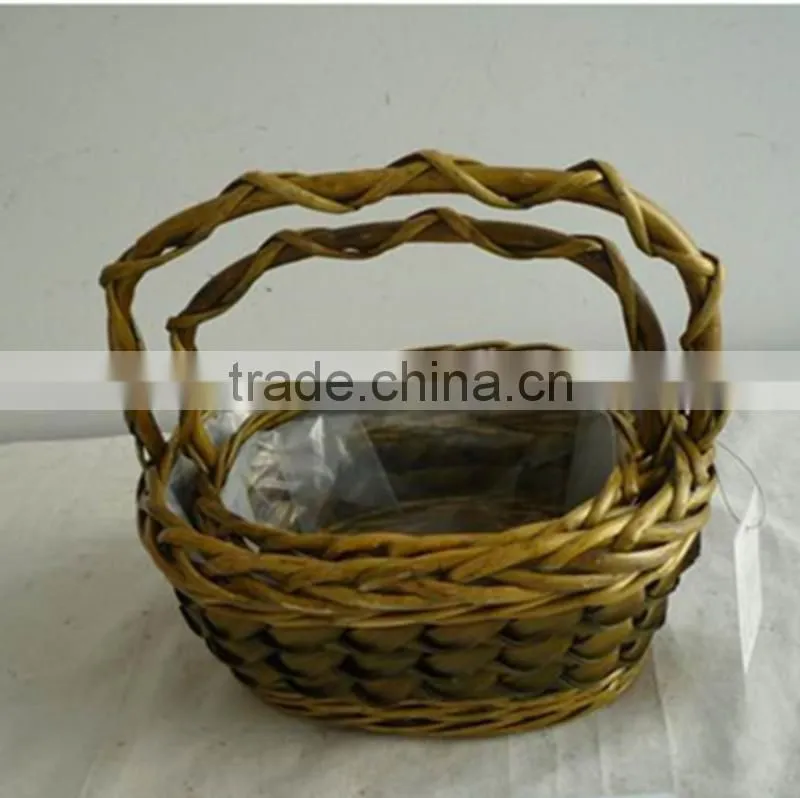 green color christmas decorative wicker basket with liner