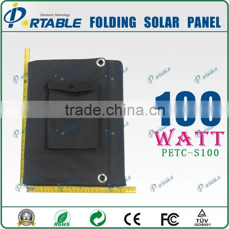 Hot sale! 100W portable folding solar panel kits for car battery/boat/yarcht
