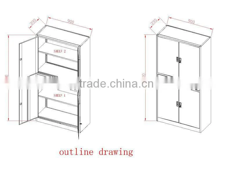 Hot sale 2 drawer metal storage file cabinet with 4 door commercial use