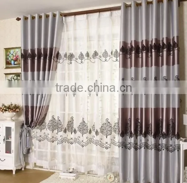 new design flocked curtain luxury blackout fabric Flame retardant for living room