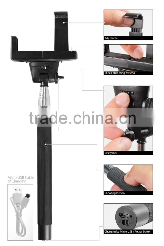 Bluetooth Wireless Camera Extender Selfie Stick/Pole/Rod W/ Mobile Clamp For iPhone6 Plus/6/5S/5/4S/4G Samsung HTC Huawei...