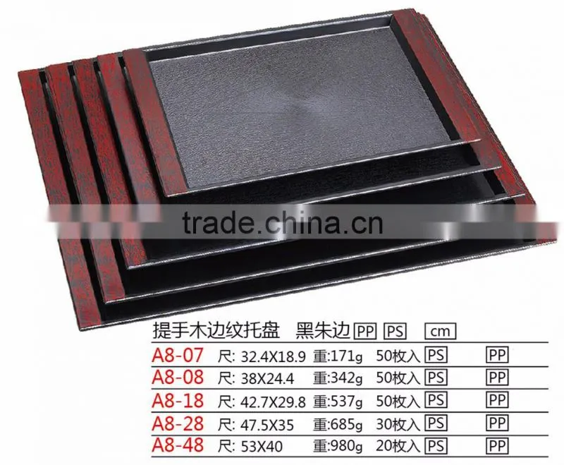 Creative plastic food serving tray with wood grain