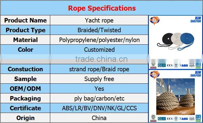 China black yacht rope/sailing rope