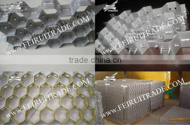 surface framework to hold cement or refractory Metal Hex grid