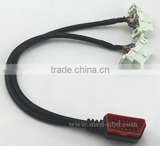 OBD2 Cable Connector USB/Vida Diagnostic Cable /Splitter Y Cable, right-angle J1962M to 2 J1962F, 1ft