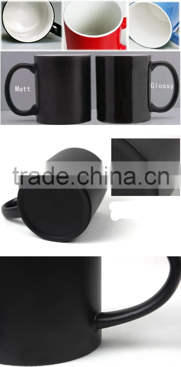 2016 New 11oz Sublimation Coated Ceramic Hot Water Color Changing Mug