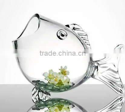 hand blown clear large fish shaped glass fish bowl