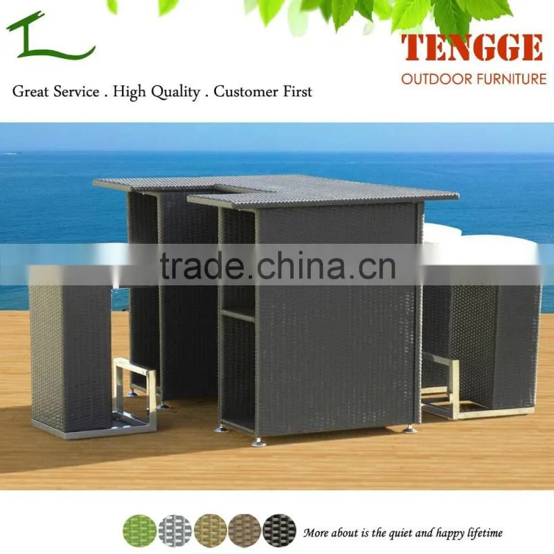TG15-0201 Hotel Project Beach Wicker Rattan Patio Bar Set