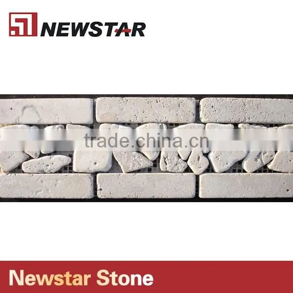 Newstar Tumbled Rock Natural Stone Travertine Tile Backsplash Mosaic