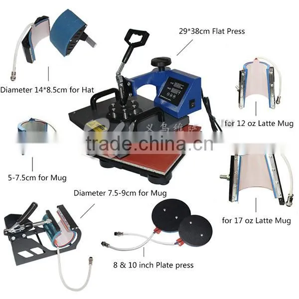 2015 HOT sale high-quality multifunctional combo sublimation press machine 8 in 1