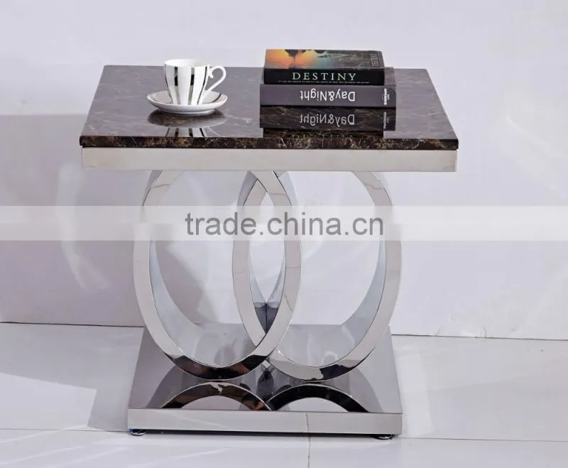 Modern Circl Base Marble Top stainless steel base side table