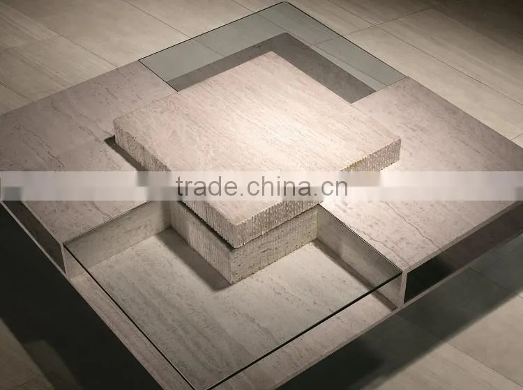 KD-106A Unique glass top marble coffee table,Classic Tea Table